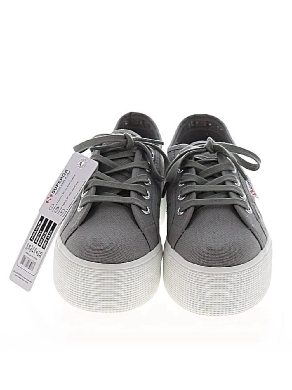 Superga Gray Canvas Platform Sneakers - Size 6